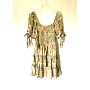 Aqua Bendita Womens Dress Large Mini Short Floral Green Short Sleeve Target